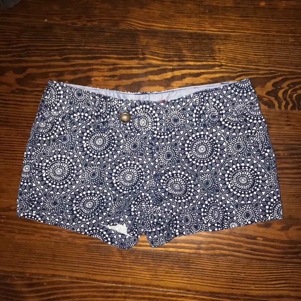 Blue and White Patterned Shorts